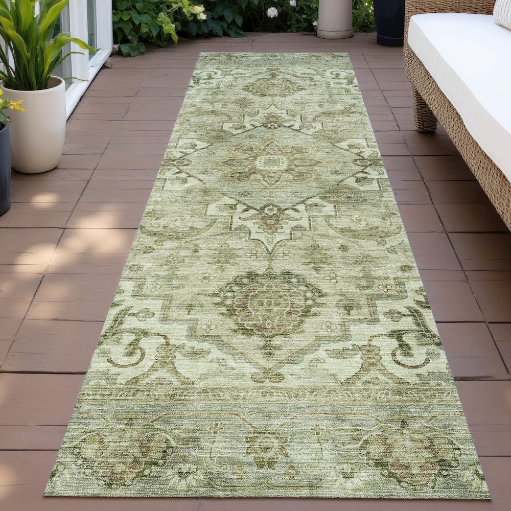 Machine Washable Indoor/Outdoor Chantille ACN2164 Sage 2'3" x 7'6" Runner Rug. Picture 6