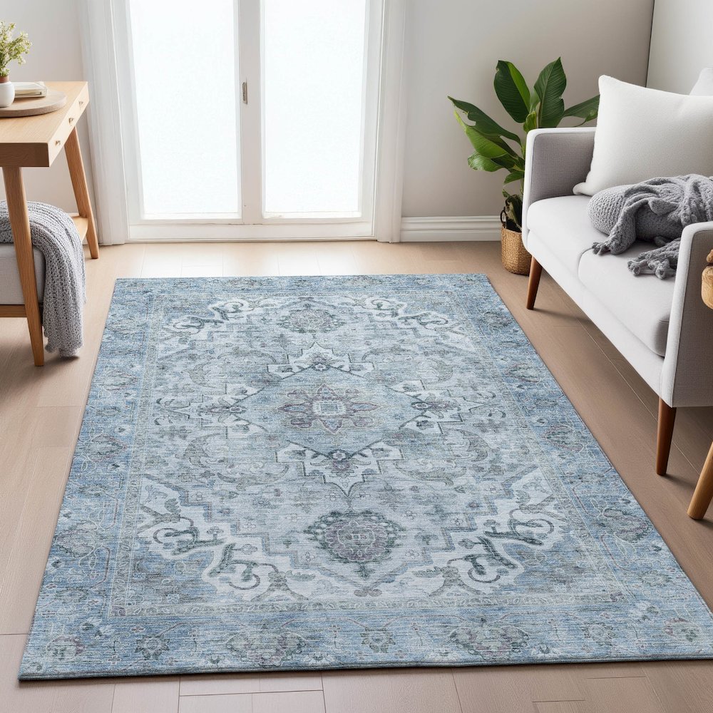 Machine Washable Indoor/Outdoor Chantille ACN2164 Sky 2'6" x 3'10" Rug. Picture 5