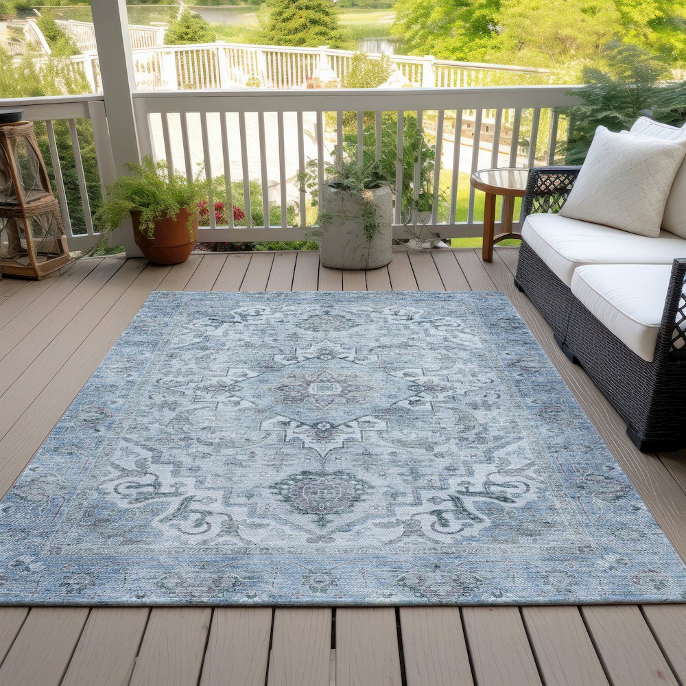 Machine Washable Indoor/Outdoor Chantille ACN2164 Sky 2'6" x 3'10" Rug. Picture 7