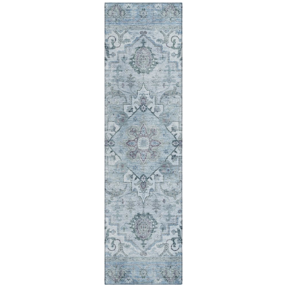 Machine Washable Indoor/Outdoor Chantille ACN2164 Sky 2'3" x 7'6" Runner Rug. Picture 1