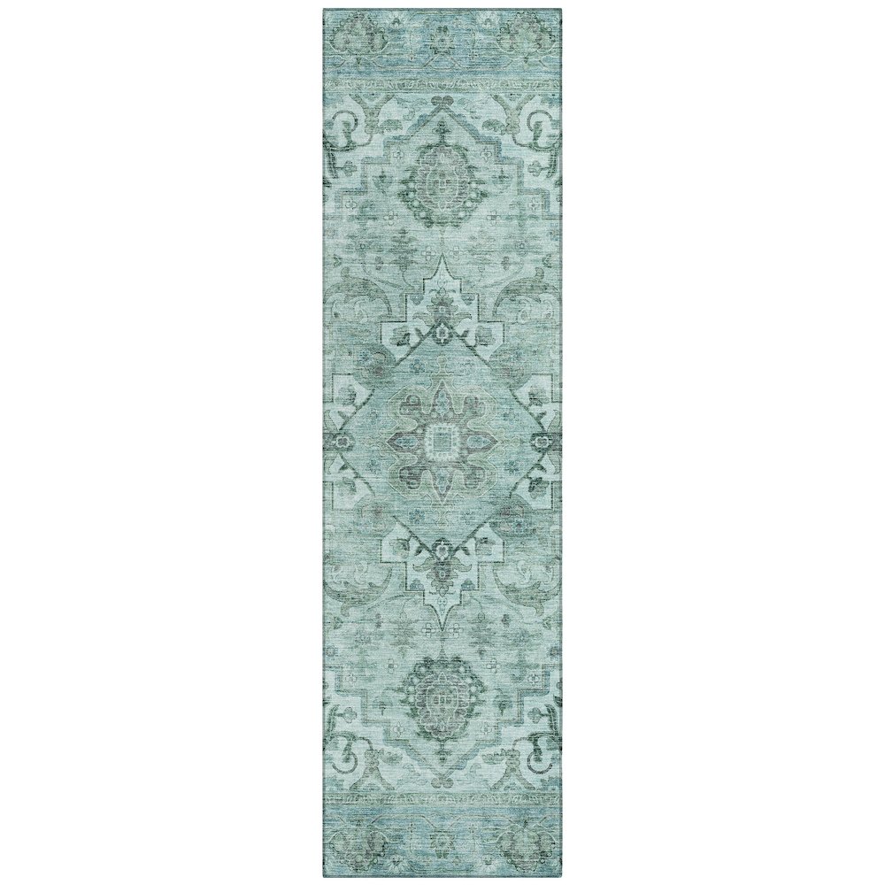 Machine Washable Indoor/Outdoor Chantille ACN2164 Teal 2'3" x 7'6" Runner Rug. Picture 1