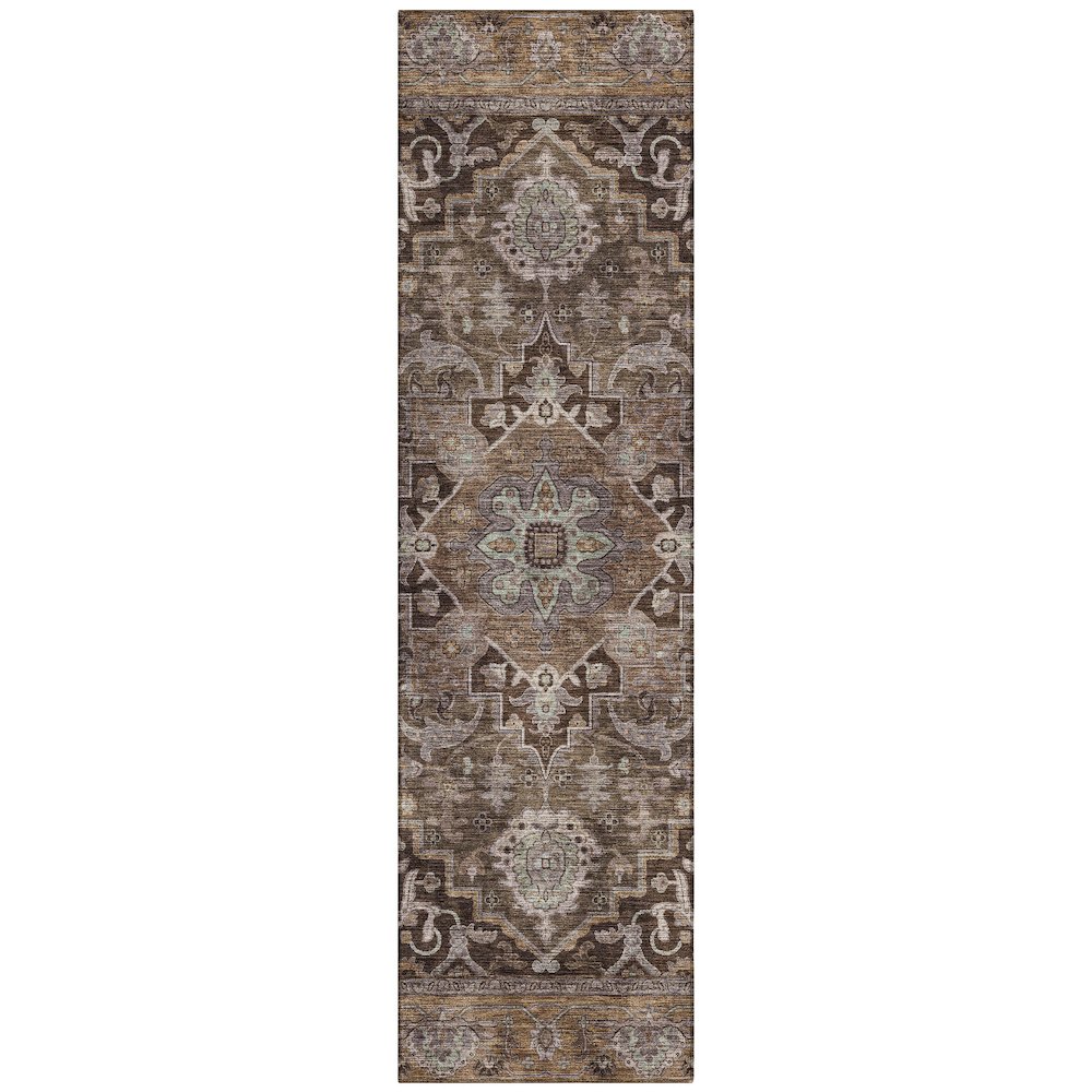 Machine Washable Indoor/Outdoor Chantille ACN2165 Brown 2'3" x 7'6" Runner Rug. Picture 1