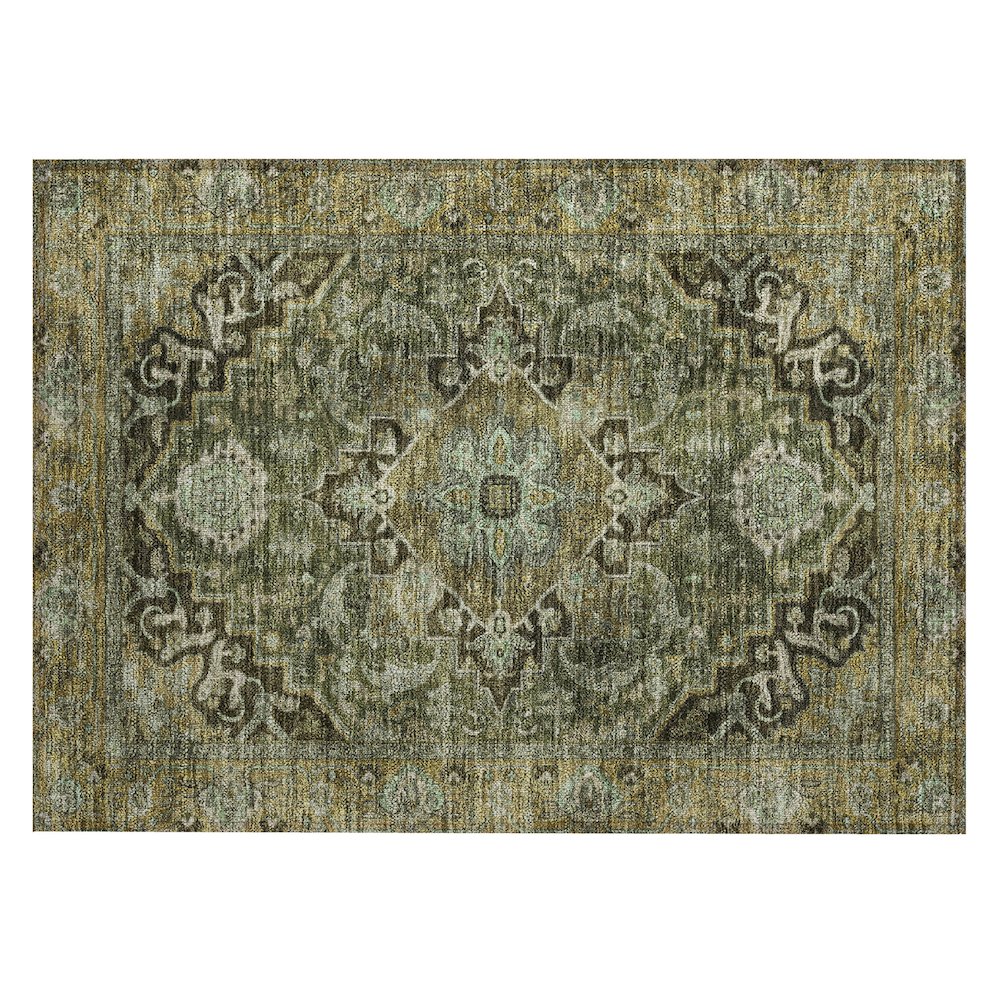 Machine Washable Indoor/Outdoor Chantille ACN2165 Olive 1'8" x 2'6" Rug. Picture 1