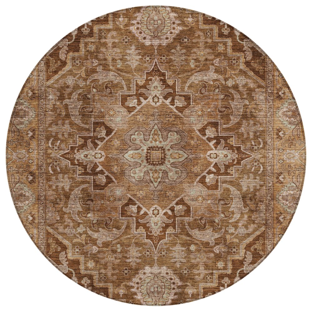 Machine Washable Indoor/Outdoor Chantille ACN2165 Terracotta 8' x 8' Round Rug. Picture 1