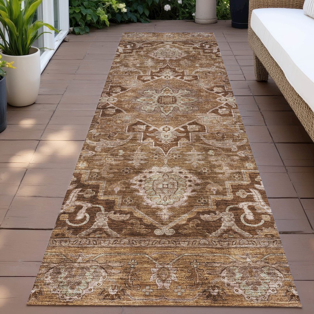 Machine Washable Indoor/Outdoor Chantille ACN2165 Terracotta 2'3"x7'6"Runner Rug. Picture 6