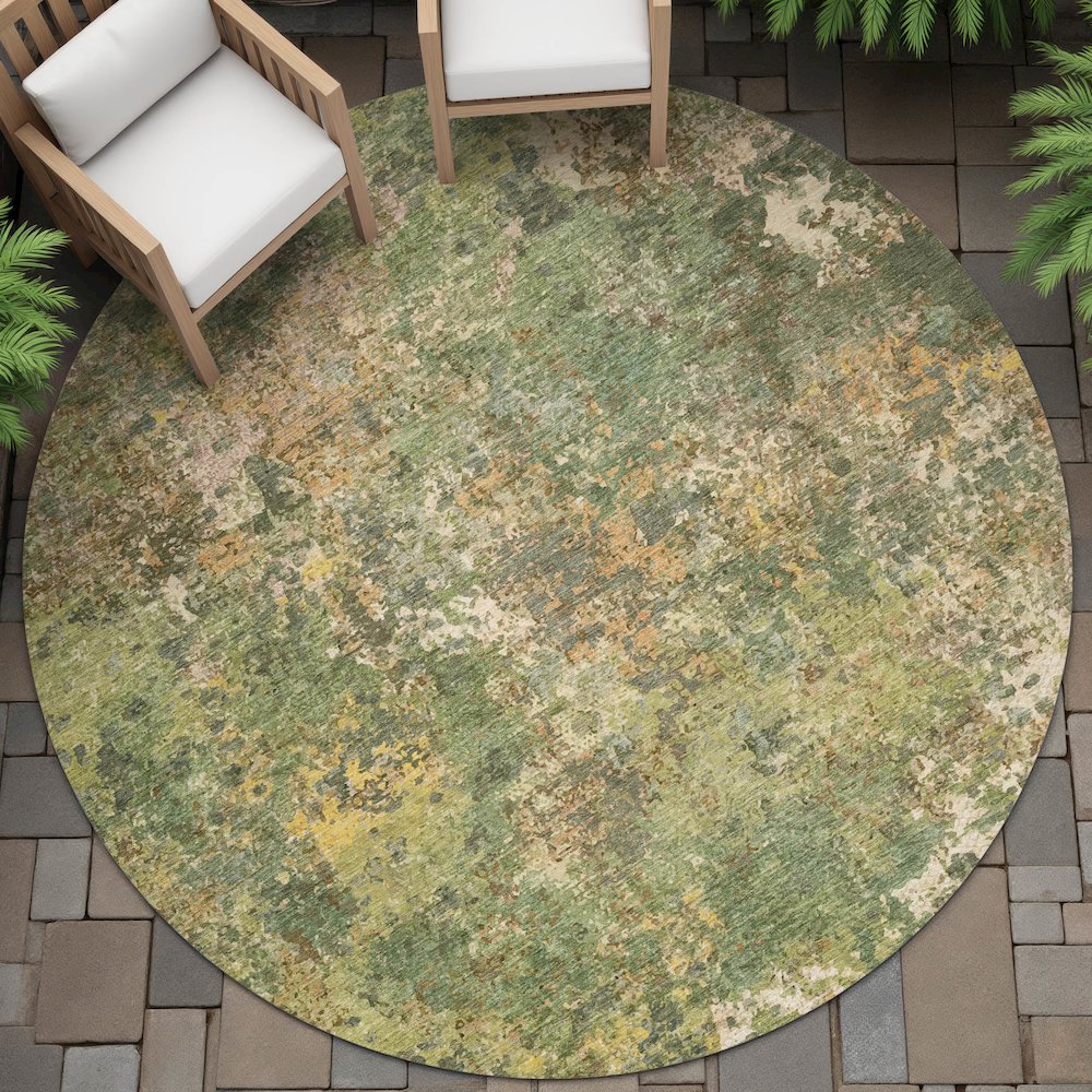 Machine Washable Indoor/Outdoor Chantille ACN2166 Aloe 8' x 8' Round Rug. Picture 6