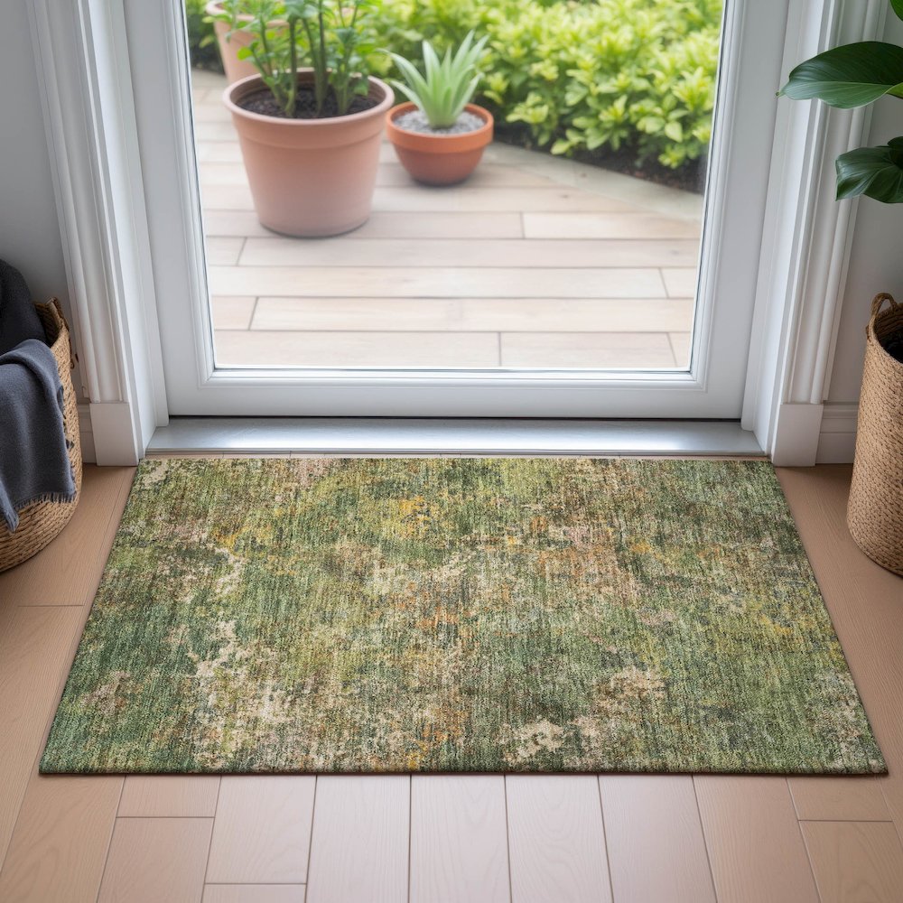 Machine Washable Indoor/Outdoor Chantille ACN2166 Aloe 1'8" x 2'6" Rug. Picture 5