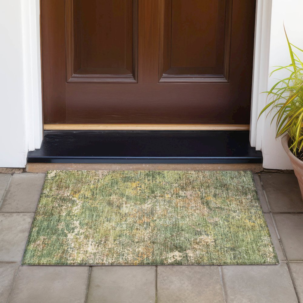 Machine Washable Indoor/Outdoor Chantille ACN2166 Aloe 1'8" x 2'6" Rug. Picture 6