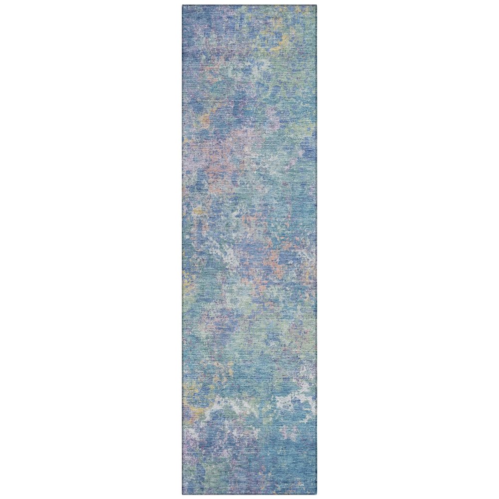 Machine Washable Indoor/Outdoor Chantille ACN2166 Aqua 2'3" x 7'6" Runner Rug. Picture 1