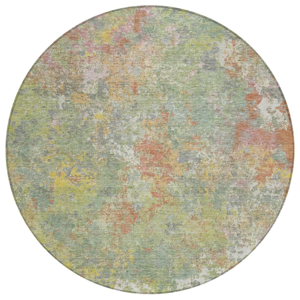 Machine Washable Indoor/Outdoor Chantille ACN2166 Green 8' x 8' Round Rug. Picture 1