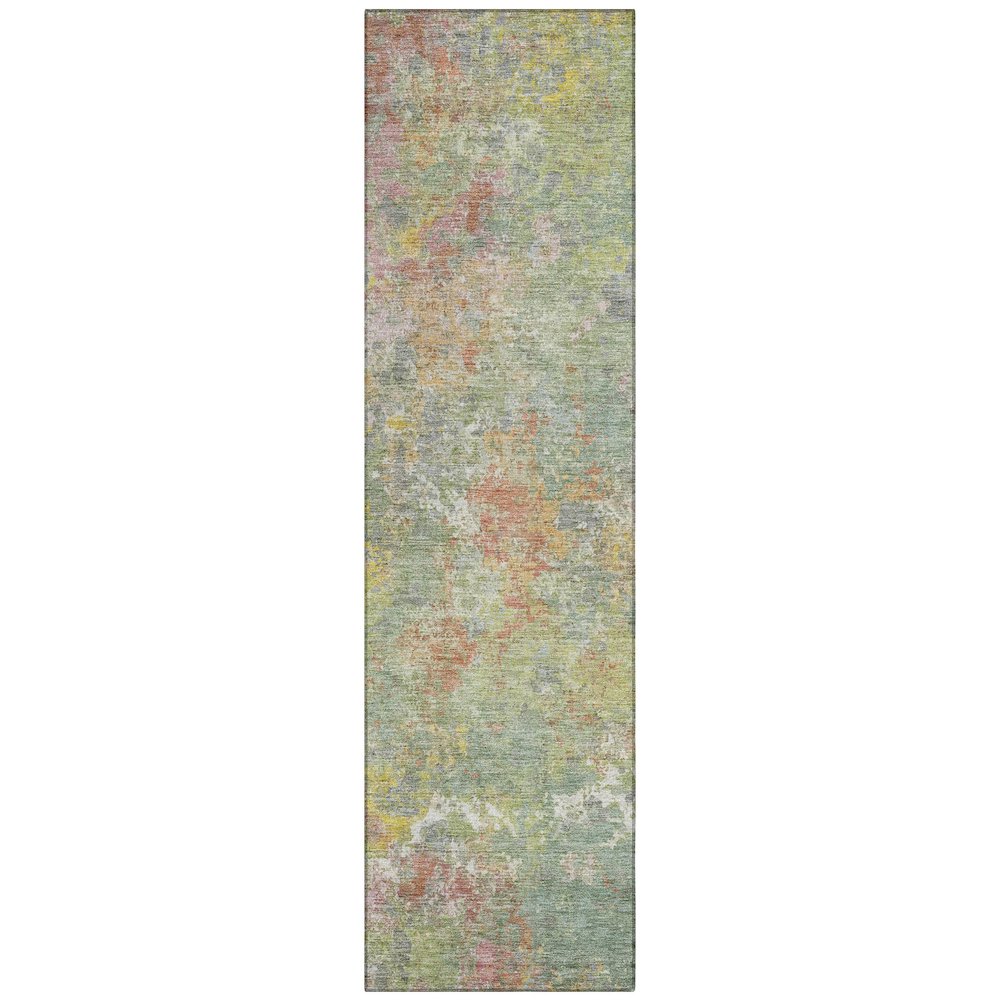 Machine Washable Indoor/Outdoor Chantille ACN2166 Green 2'3" x 7'6" Runner Rug. Picture 1