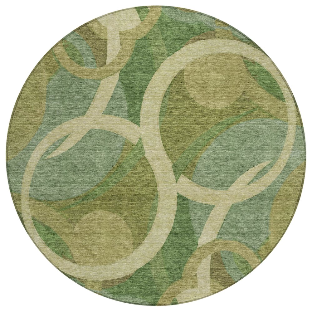Machine Washable Indoor/Outdoor Chantille ACN2167 Green 8' x 8' Round Rug. Picture 1