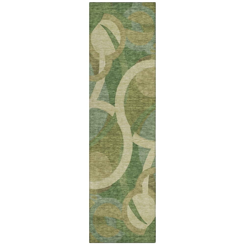 Machine Washable Indoor/Outdoor Chantille ACN2167 Green 2'3" x 7'6" Runner Rug. Picture 1