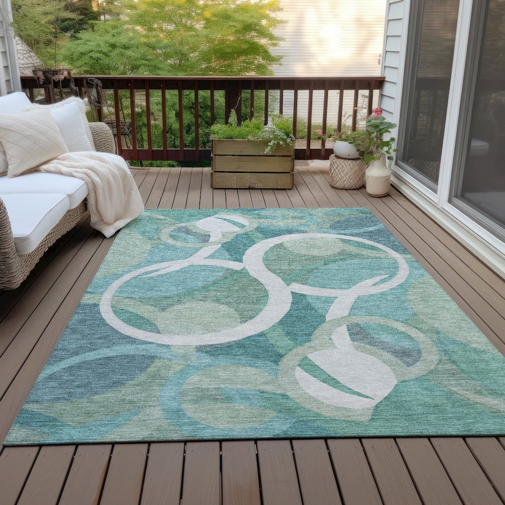 Machine Washable Indoor/Outdoor Chantille ACN2167 Teal 2'6" x 3'10" Rug. Picture 7