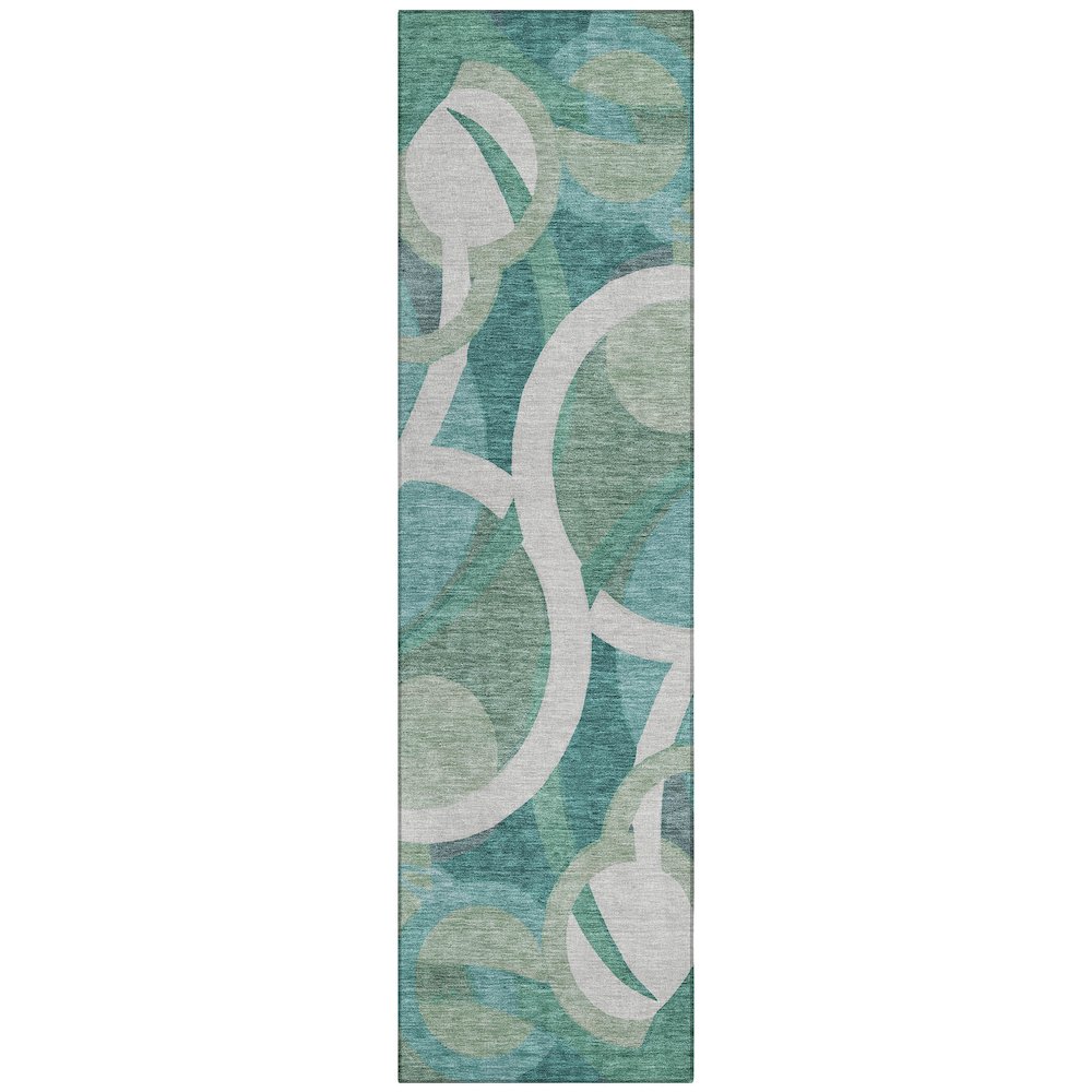 Machine Washable Indoor/Outdoor Chantille ACN2167 Teal 2'3" x 7'6" Runner Rug. Picture 1