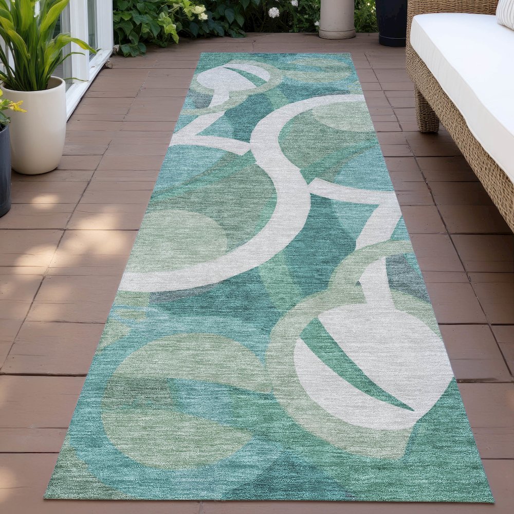 Machine Washable Indoor/Outdoor Chantille ACN2167 Teal 2'3" x 7'6" Runner Rug. Picture 6