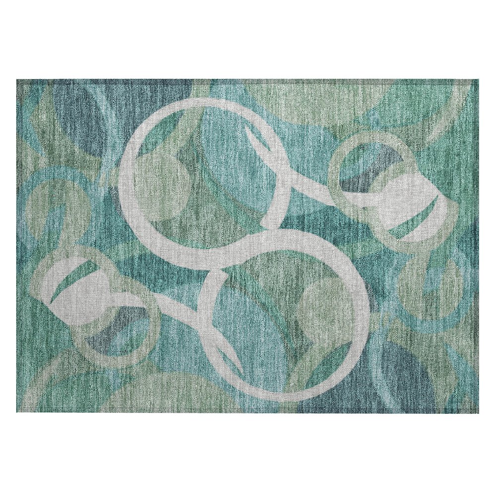 Machine Washable Indoor/Outdoor Chantille ACN2167 Teal 1'8" x 2'6" Rug. Picture 1