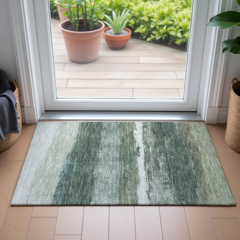 Machine Washable Indoor/Outdoor Chantille ACN2169 Aloe 1'8" x 2'6" Rug. Picture 5