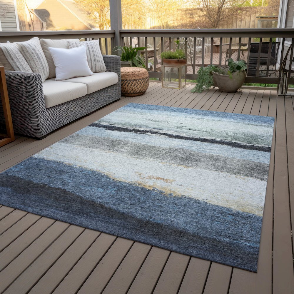 Machine Washable Indoor/Outdoor Chantille ACN2169 Blue 2'6" x 3'10" Rug. Picture 8