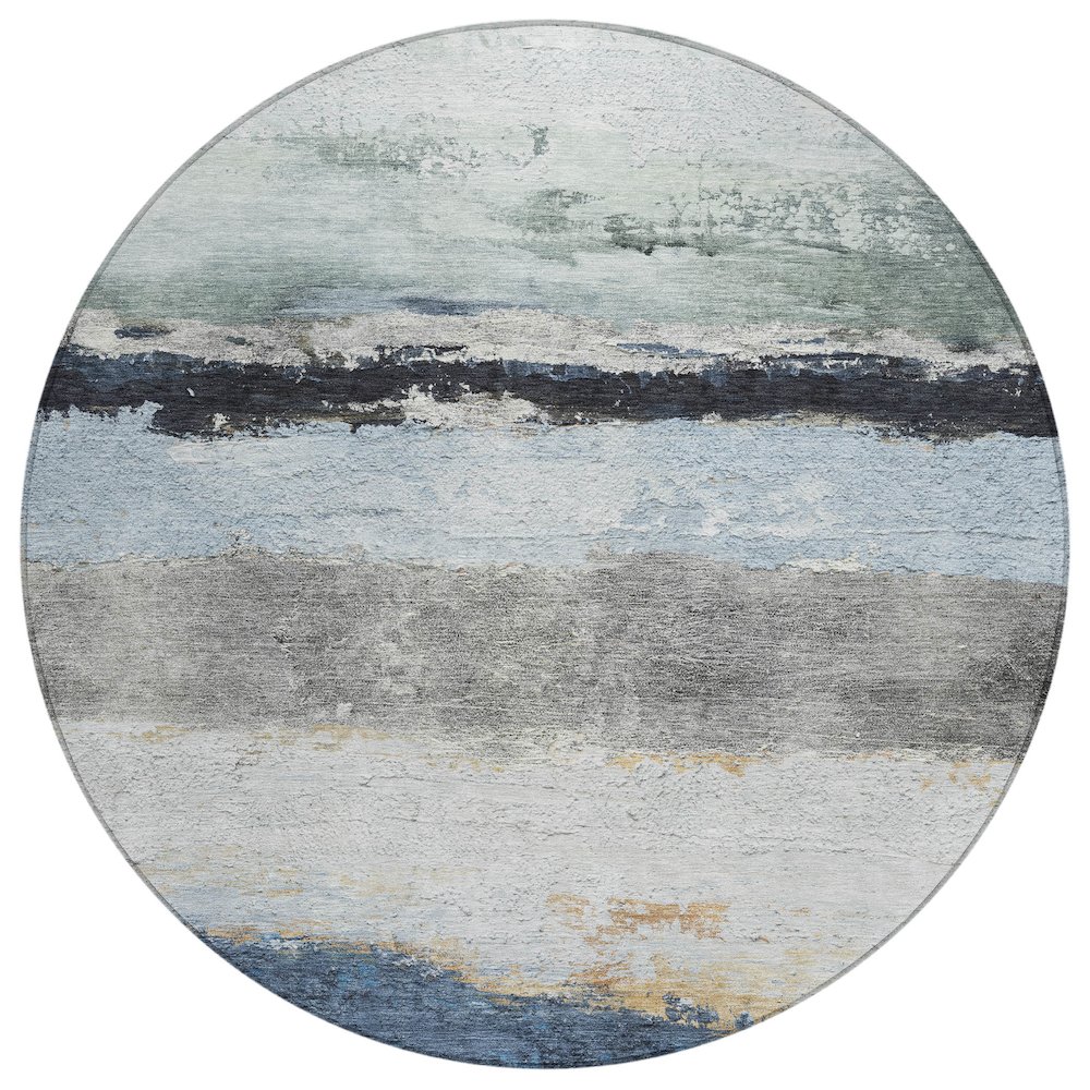 Machine Washable Indoor/Outdoor Chantille ACN2169 Blue 8' x 8' Round Rug. Picture 1
