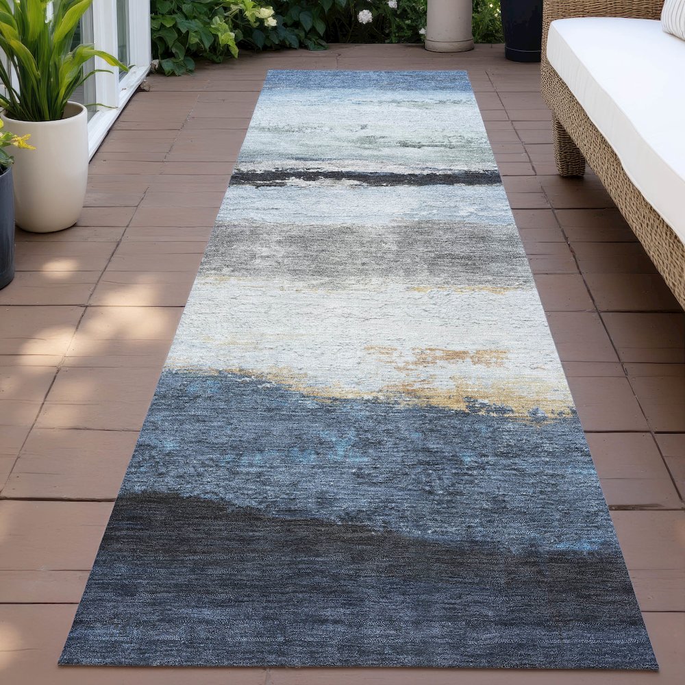 Machine Washable Indoor/Outdoor Chantille ACN2169 Blue 2'3" x 7'6" Runner Rug. Picture 6