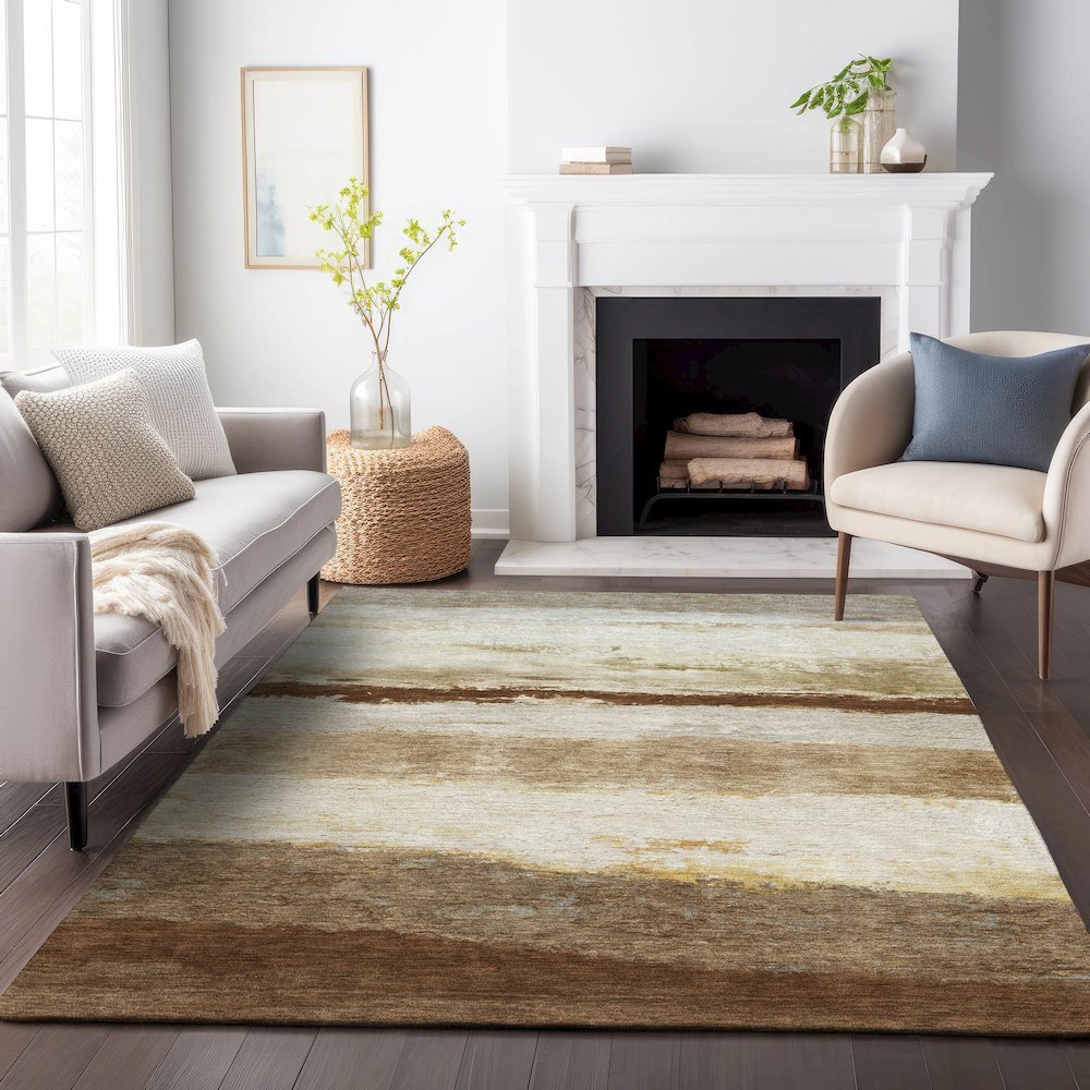 Machine Washable Indoor/Outdoor Chantille ACN2169 Brown 2'6" x 3'10" Rug. Picture 6