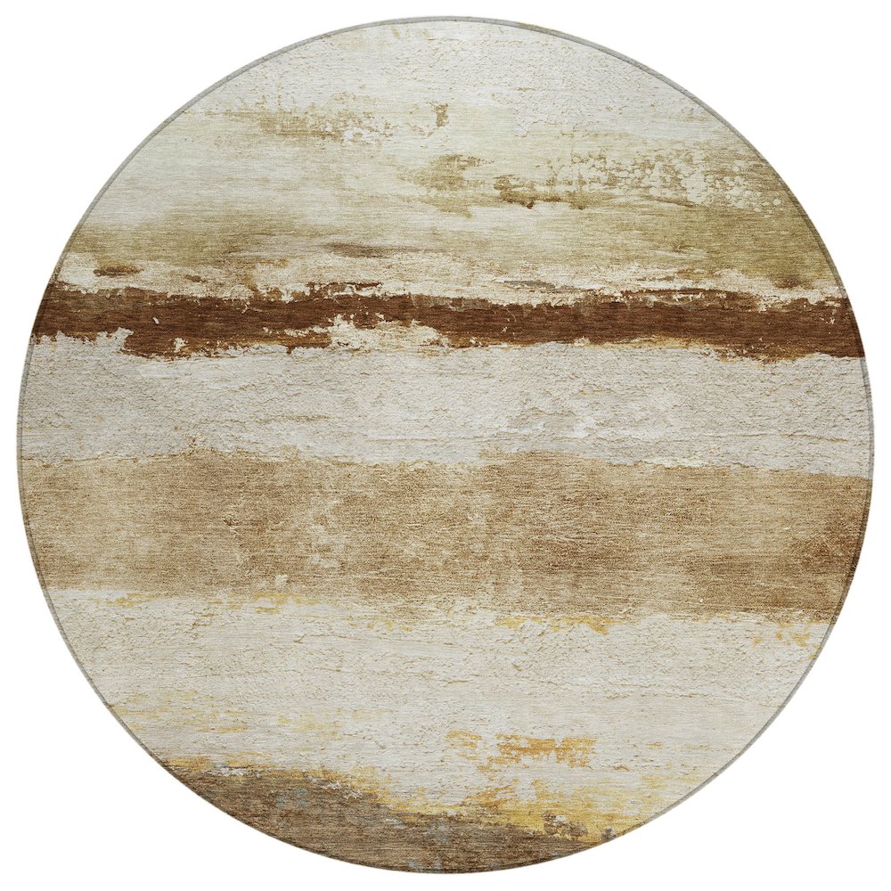 Machine Washable Indoor/Outdoor Chantille ACN2169 Brown 8' x 8' Round Rug. Picture 1