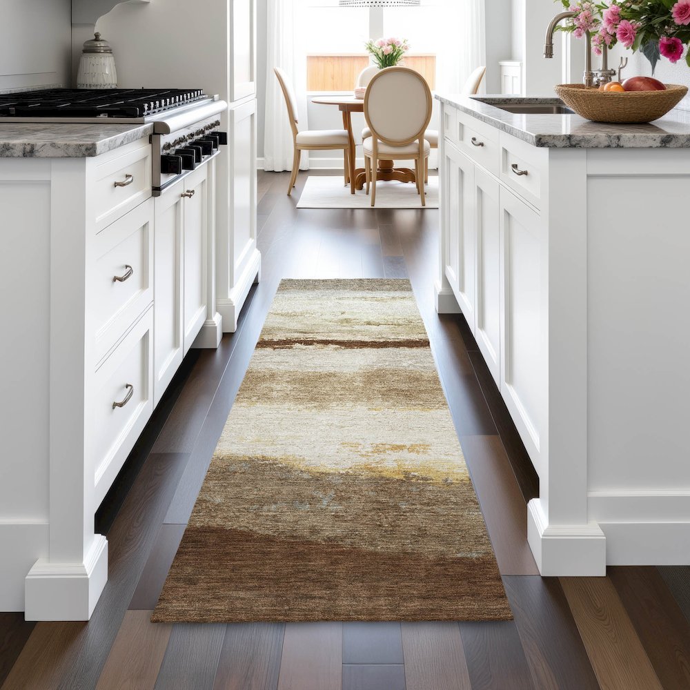 Machine Washable Indoor/Outdoor Chantille ACN2169 Brown 2'3" x 7'6" Runner Rug. Picture 5