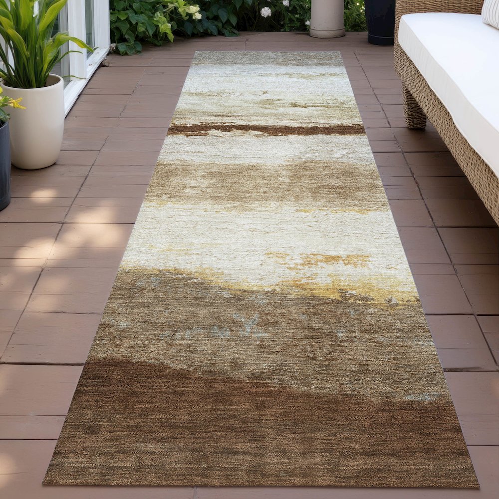 Machine Washable Indoor/Outdoor Chantille ACN2169 Brown 2'3" x 7'6" Runner Rug. Picture 6