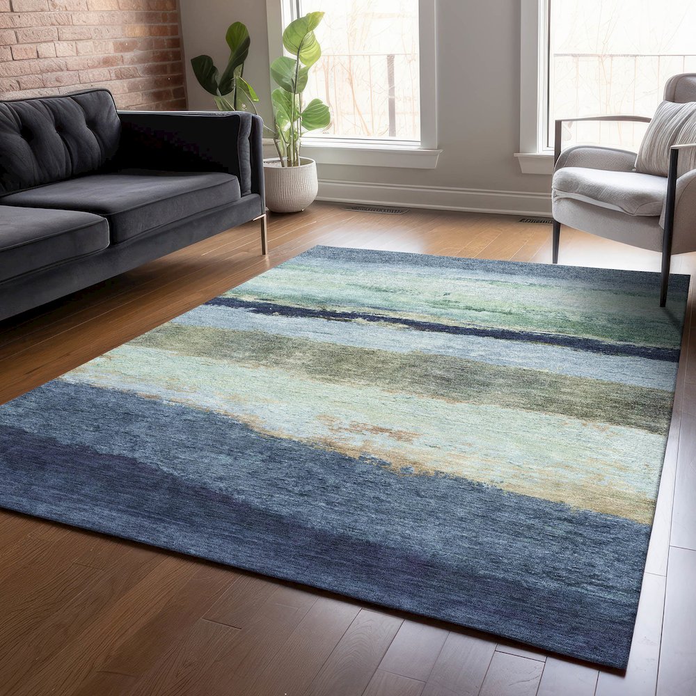 Machine Washable Indoor/Outdoor Chantille ACN2169 Denim 2'6" x 3'10" Rug. Picture 5
