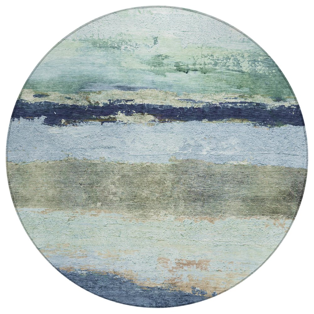 Machine Washable Indoor/Outdoor Chantille ACN2169 Denim 8' x 8' Round Rug. Picture 1