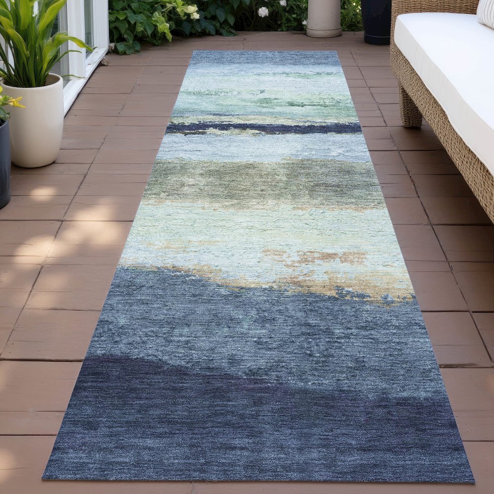 Machine Washable Indoor/Outdoor Chantille ACN2169 Denim 2'3" x 7'6" Runner Rug. Picture 6