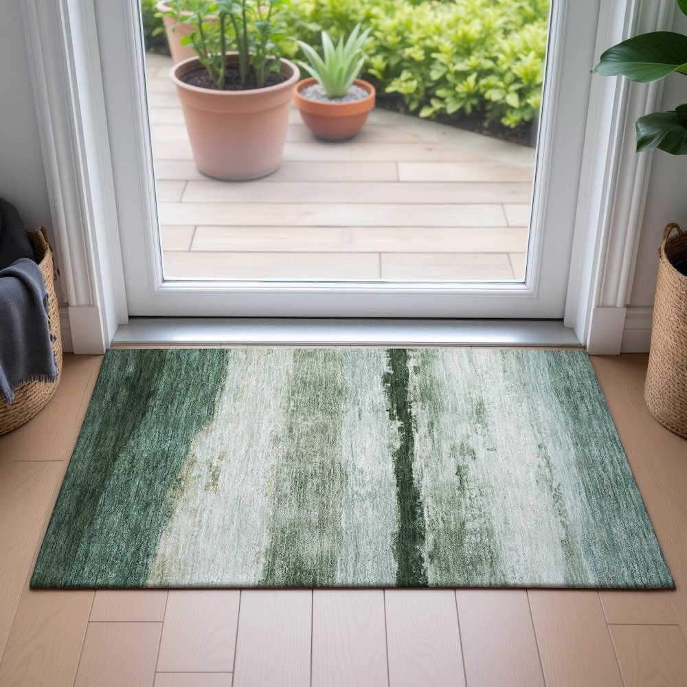 Machine Washable Indoor/Outdoor Chantille ACN2169 Fern 1'8" x 2'6" Rug. Picture 5