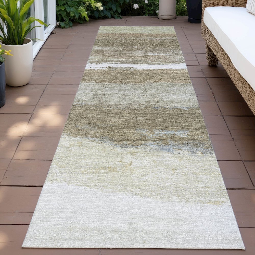 Machine Washable Indoor/Outdoor Chantille ACN2169 Khaki 2'3" x 7'6" Runner Rug. Picture 6