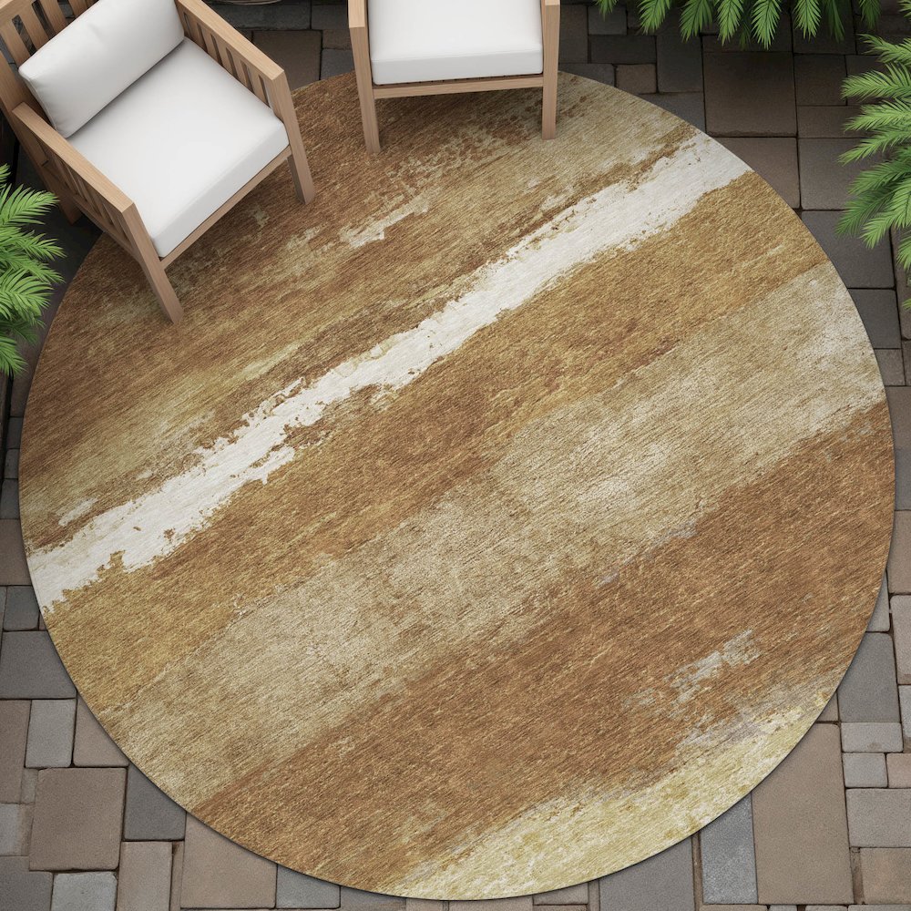 Machine Washable Indoor/Outdoor Chantille ACN2169 Paprika 8' x 8' Round Rug. Picture 6