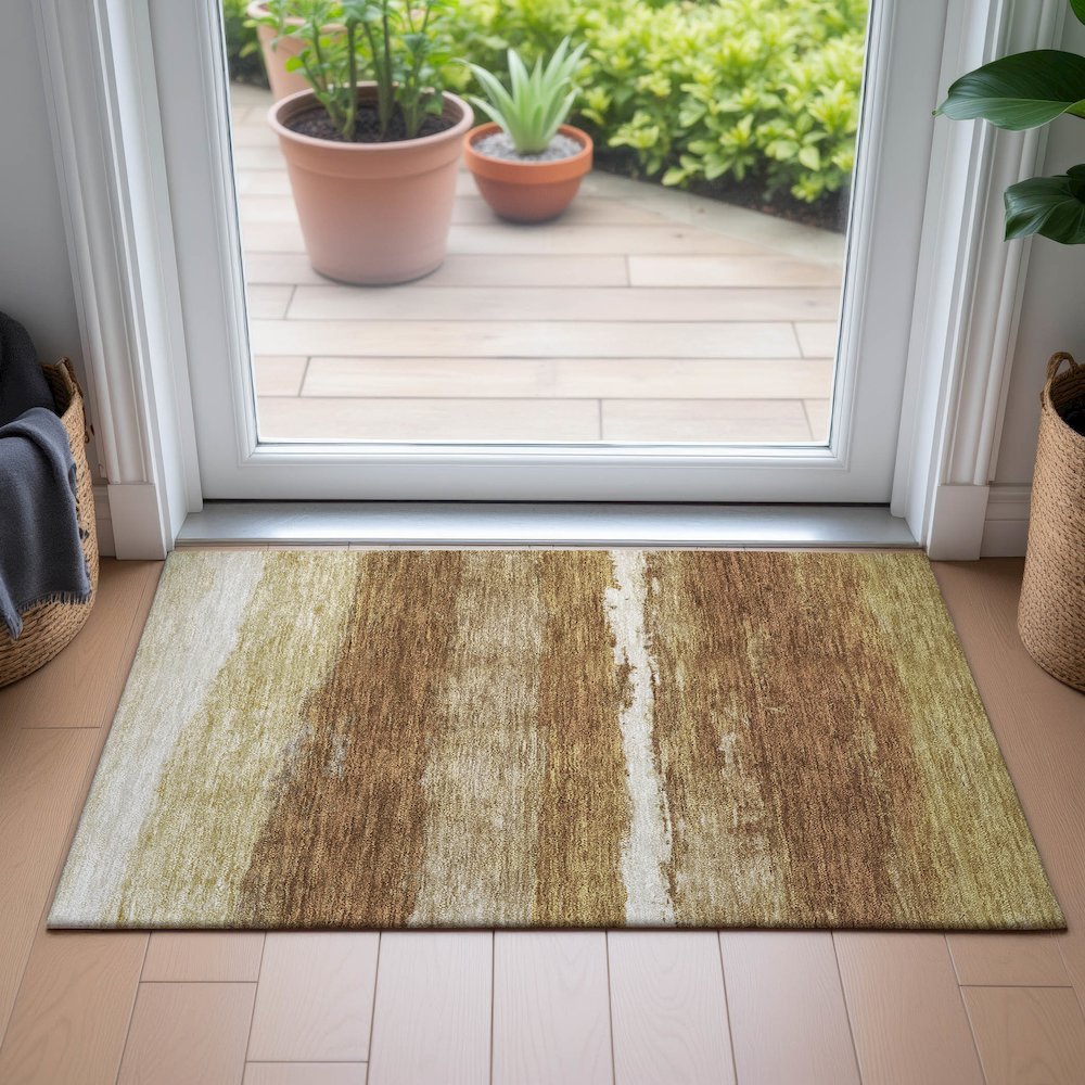 Machine Washable Indoor/Outdoor Chantille ACN2169 Paprika 1'8" x 2'6" Rug. Picture 5