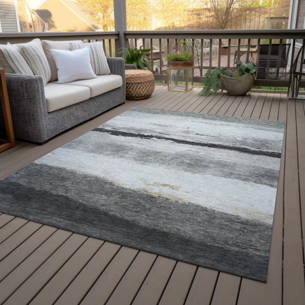 Machine Washable Indoor/Outdoor Chantille ACN2169 Pewter 2'6" x 3'10" Rug. Picture 8