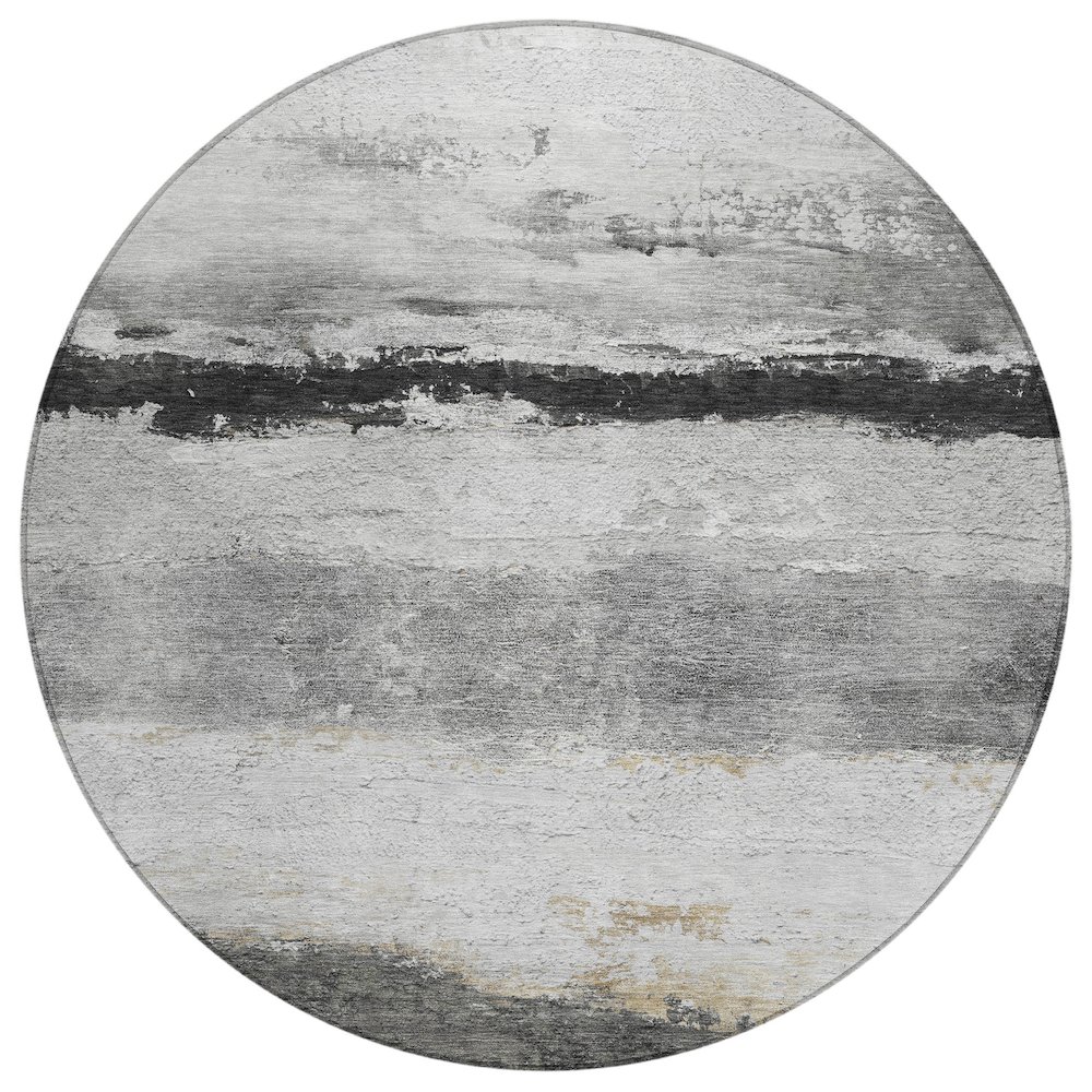 Machine Washable Indoor/Outdoor Chantille ACN2169 Pewter 8' x 8' Round Rug. Picture 1