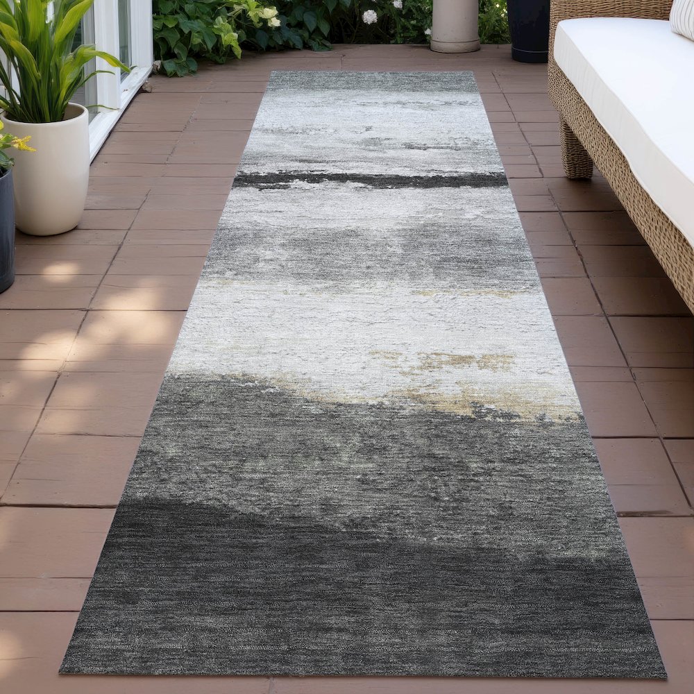Machine Washable Indoor/Outdoor Chantille ACN2169 Pewter 2'3" x 7'6" Runner Rug. Picture 6