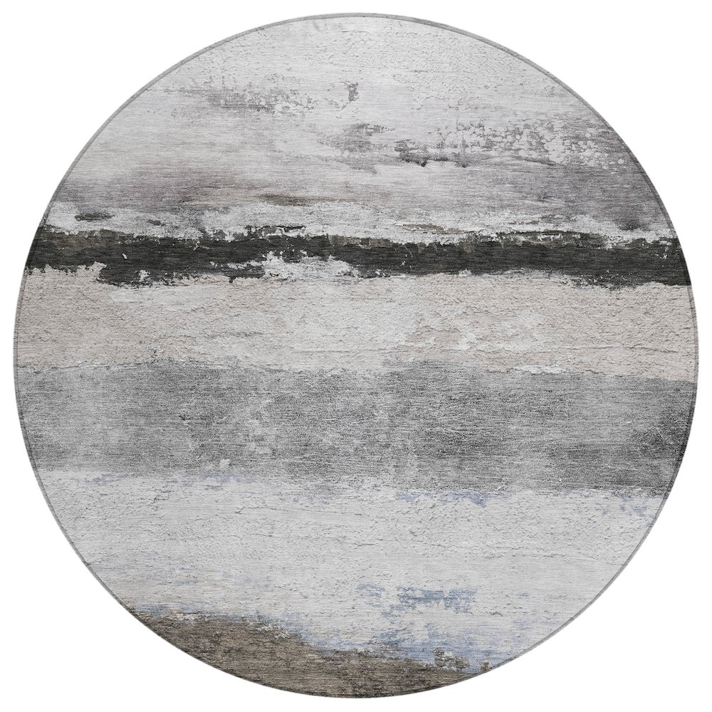 Machine Washable Indoor/Outdoor Chantille ACN2169 Taupe 8' x 8' Round Rug. Picture 1