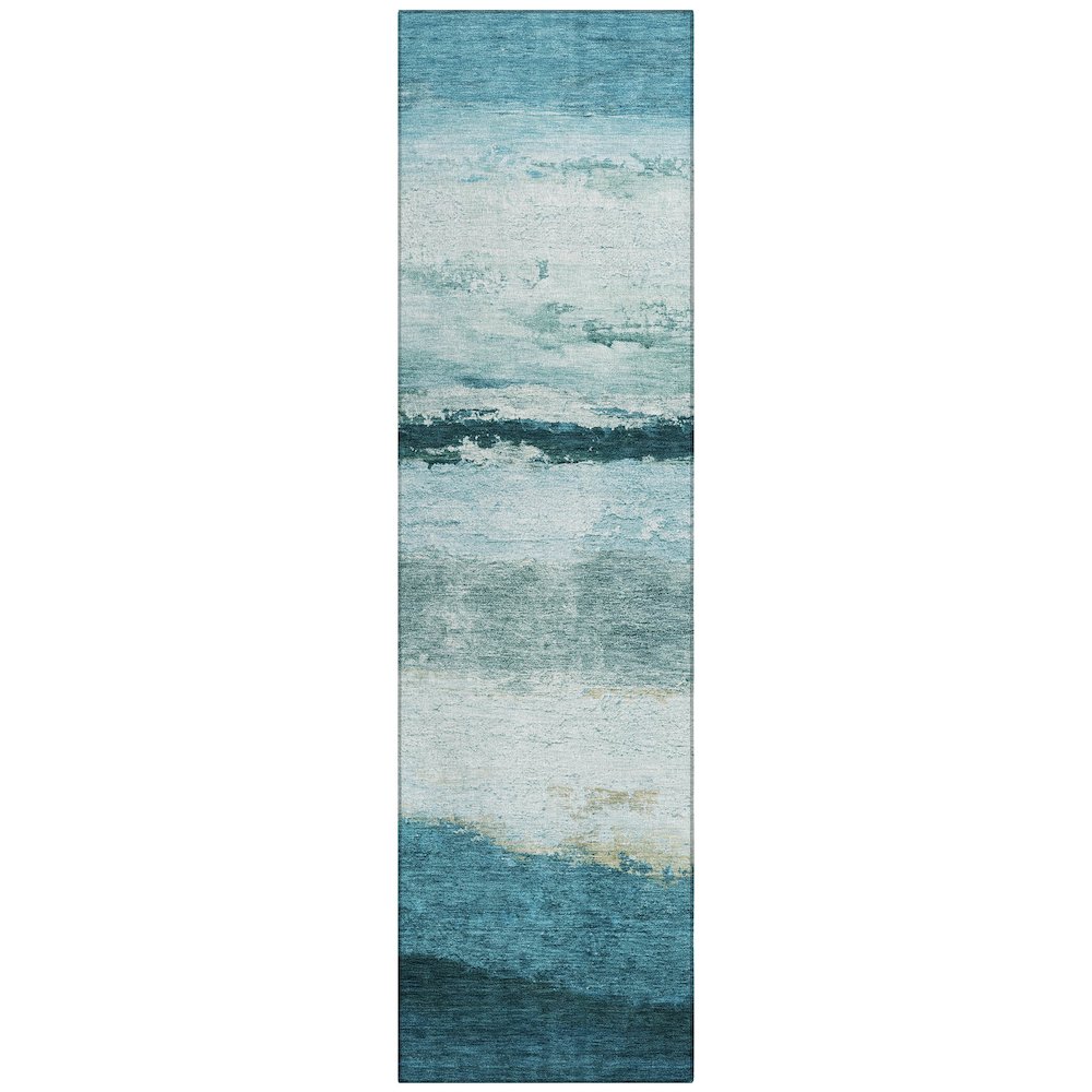 Machine Washable Indoor/Outdoor Chantille ACN2169 Teal 2'3" x 7'6" Runner Rug. Picture 1