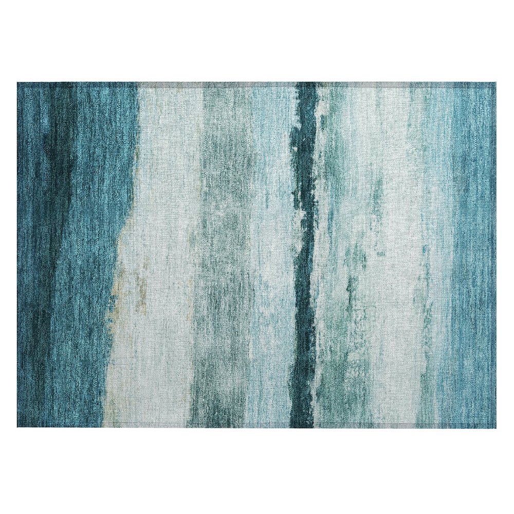 Machine Washable Indoor/Outdoor Chantille ACN2169 Teal 1'8" x 2'6" Rug. Picture 1