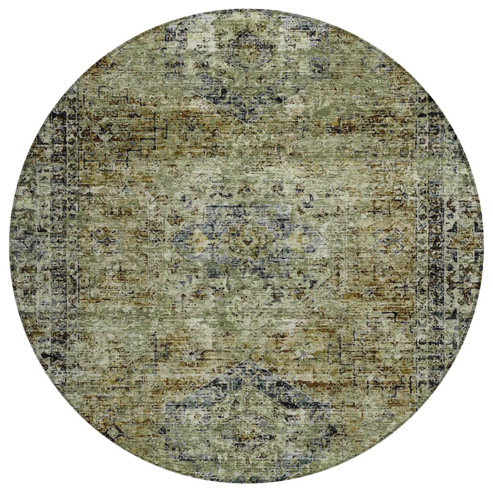 Machine Washable Indoor/Outdoor Chantille ACN2170 Aloe 8' x 8' Round Rug. Picture 1