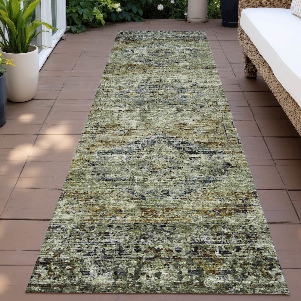 Machine Washable Indoor/Outdoor Chantille ACN2170 Aloe 2'3" x 7'6" Runner Rug. Picture 6