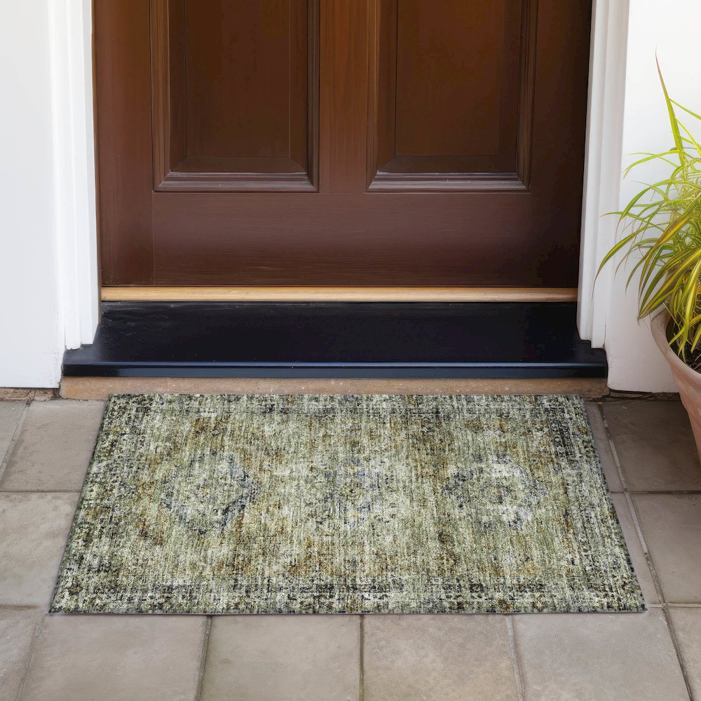 Machine Washable Indoor/Outdoor Chantille ACN2170 Aloe 1'8" x 2'6" Rug. Picture 6