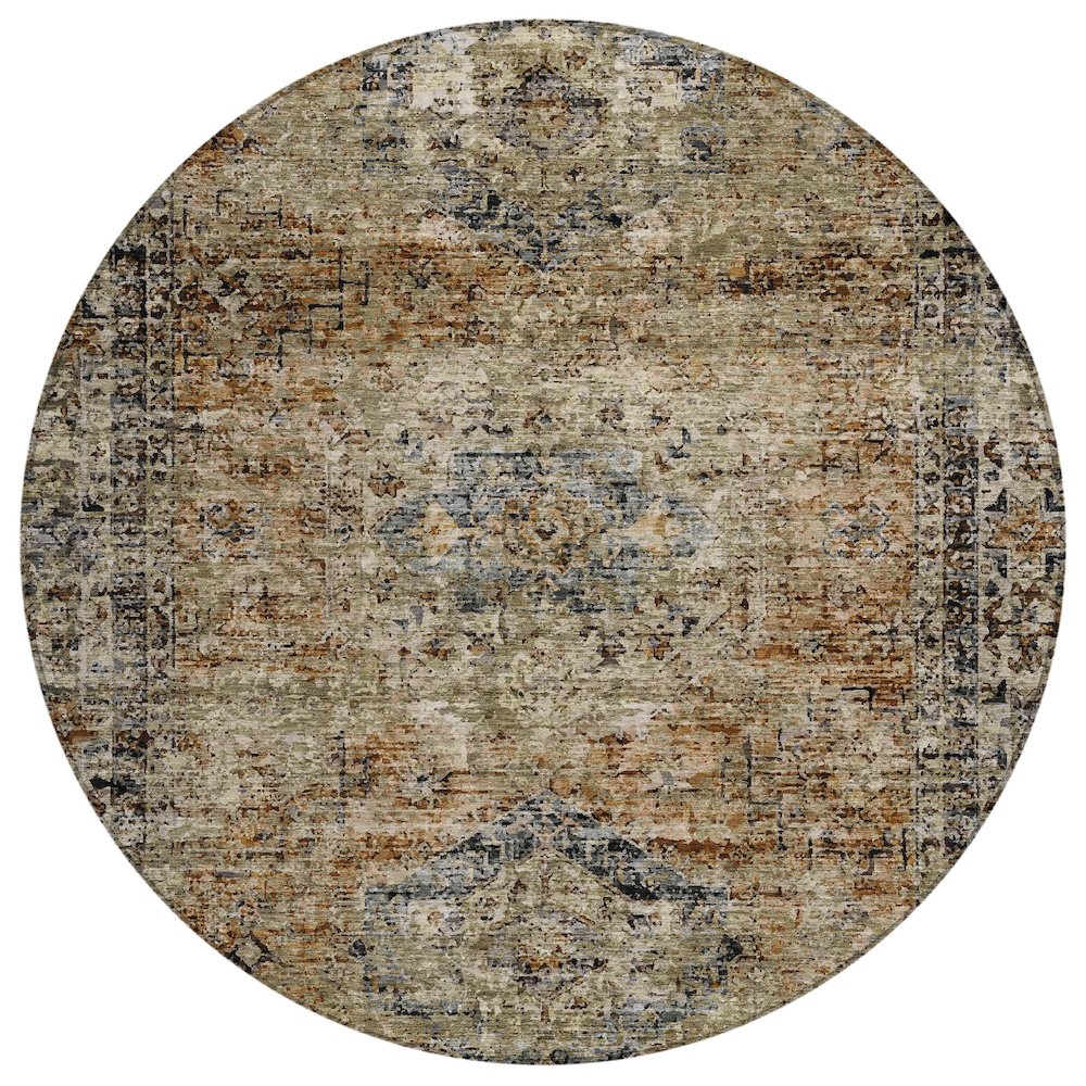 Machine Washable Indoor/Outdoor Chantille ACN2170 Copper 8' x 8' Round Rug. Picture 1