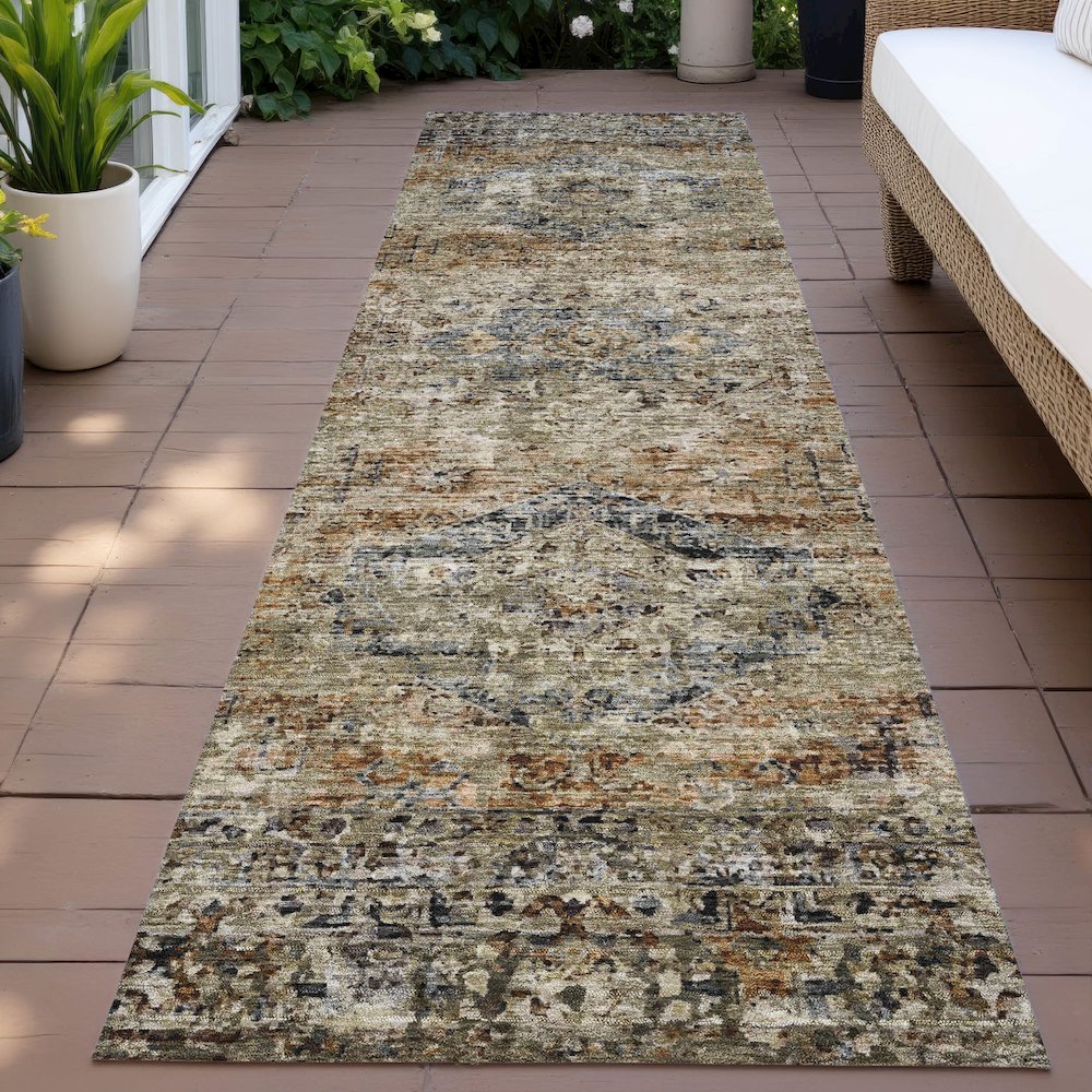 Machine Washable Indoor/Outdoor Chantille ACN2170 Copper 2'3" x 7'6" Runner Rug. Picture 6