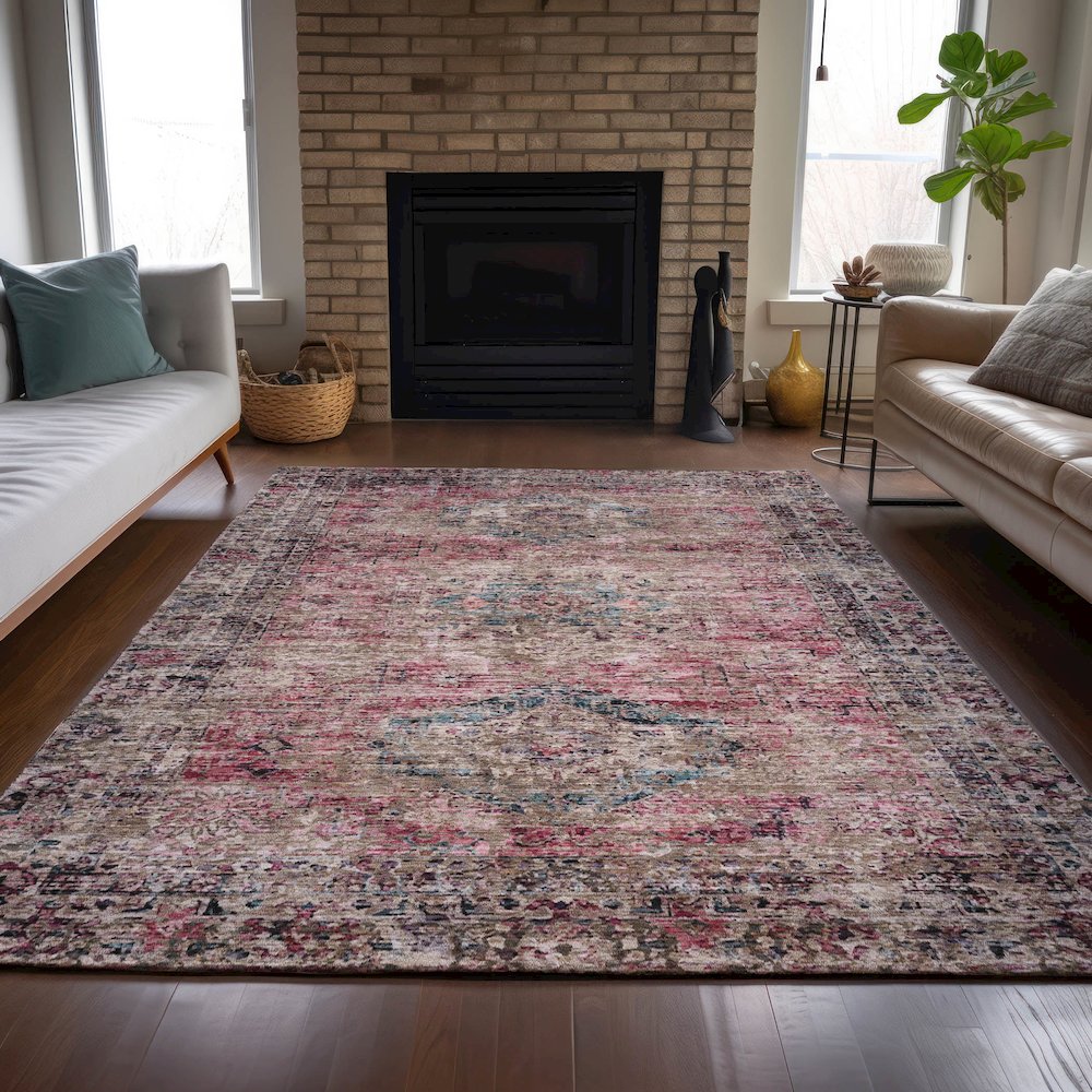 Machine Washable Indoor/Outdoor Chantille ACN2170 Pink 2'6" x 3'10" Rug. Picture 6