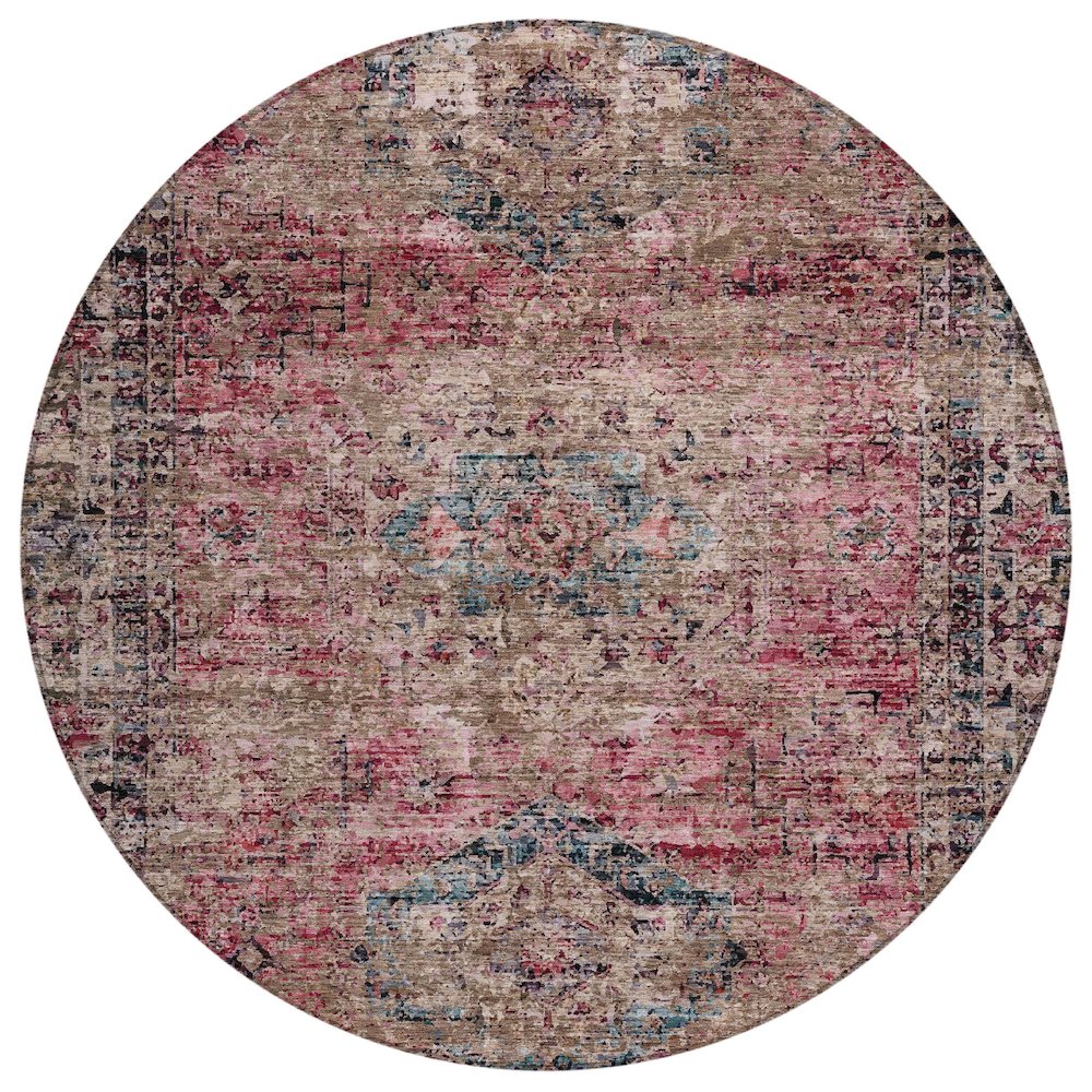 Machine Washable Indoor/Outdoor Chantille ACN2170 Pink 8' x 8' Round Rug. Picture 1