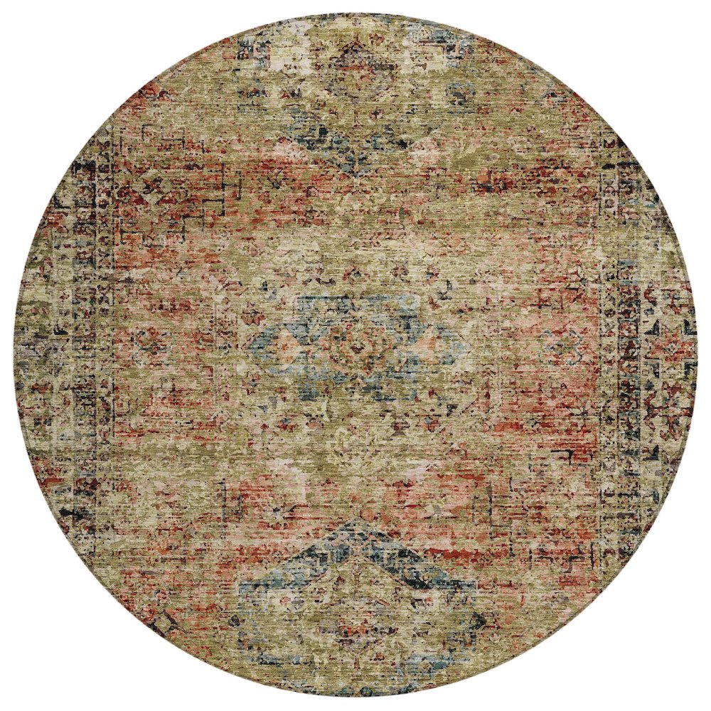 Machine Washable Indoor/Outdoor Chantille ACN2170 Terracotta 8' x 8' Round Rug. Picture 1